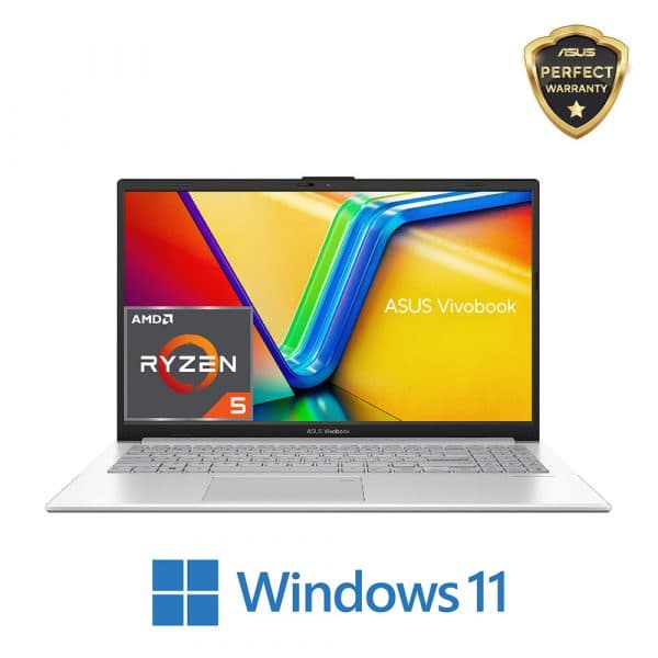 Asus VivoBook Go 15 E1504FA-NJ005W Laptop, AMD Ryzen 5 7520U, 512GB SSD, 8GB RAM, 15.6 Inch FHD, 60Hz Display, AMD Radeon Graphics , Windows 11- Grey