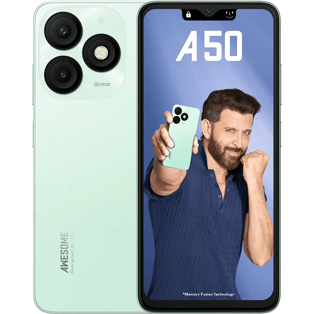 iTel A50 Dual SIM, 128GB, 3GB RAM, 4G LTE - Lime Green 