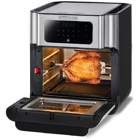 Black&Decker Air Fryer, 1500W, 12L, AOF100-B5 - Silver