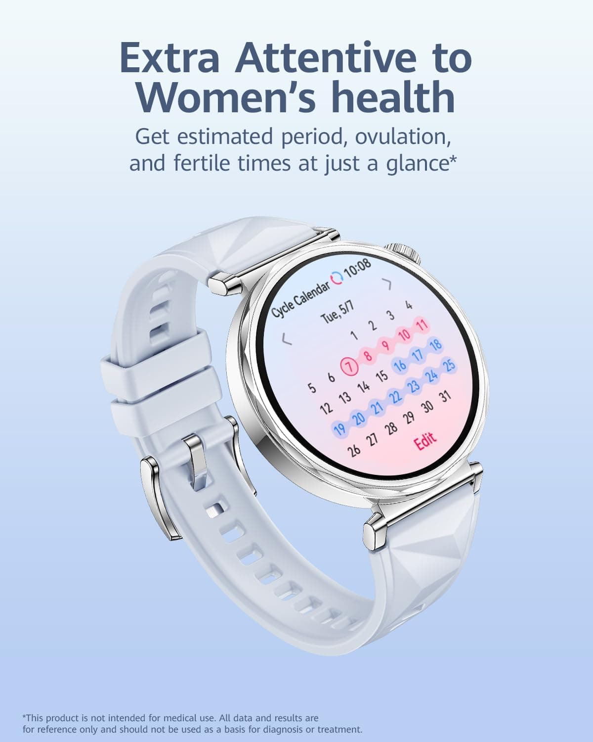 Huawei Watch GT 5 Smart Watch, 41mm, AMOLED Display, Bluetooth, Water Resistant, Blue Fluoroelastomer Strap, JNA-B19