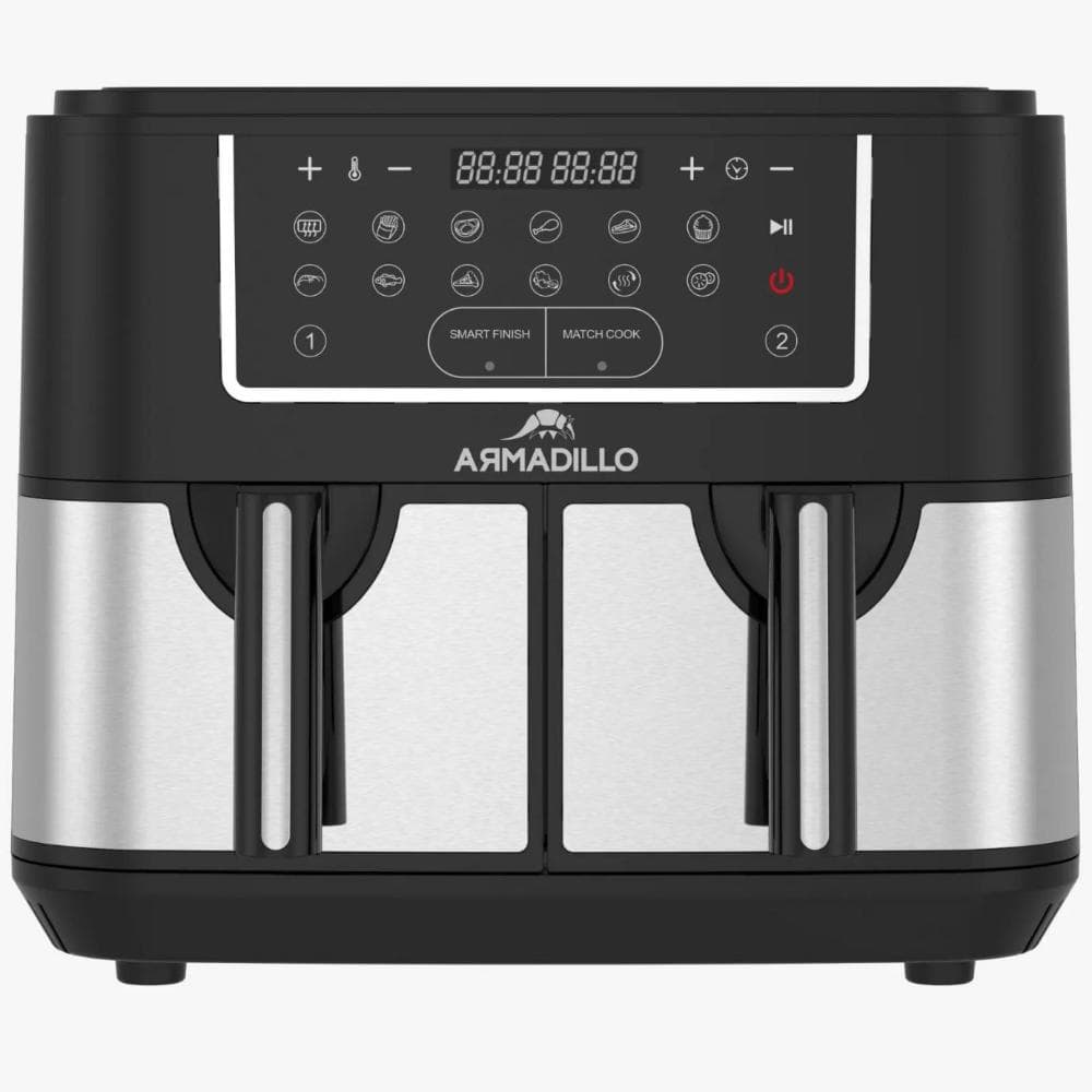 قلاية بدون زيت ارماديللو ديجيتال، 2 باب، 10 لتر، 2600 وات، فضي - Arm-Sda-Af-Bk-0002