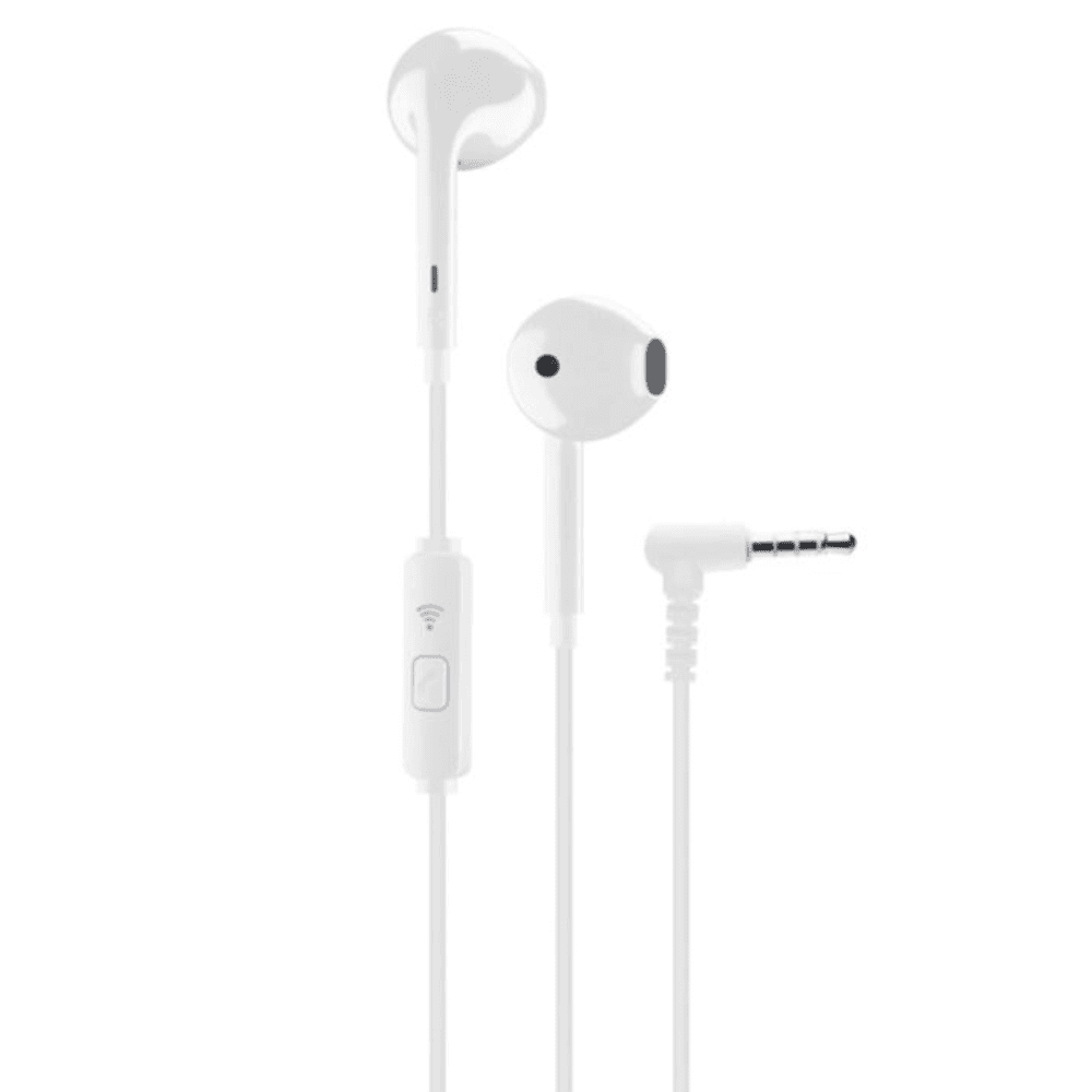 سماعة أذن سلكية سيلولارلاين، مزودة بمنفذ AUX 3.5 ملم - أبيض