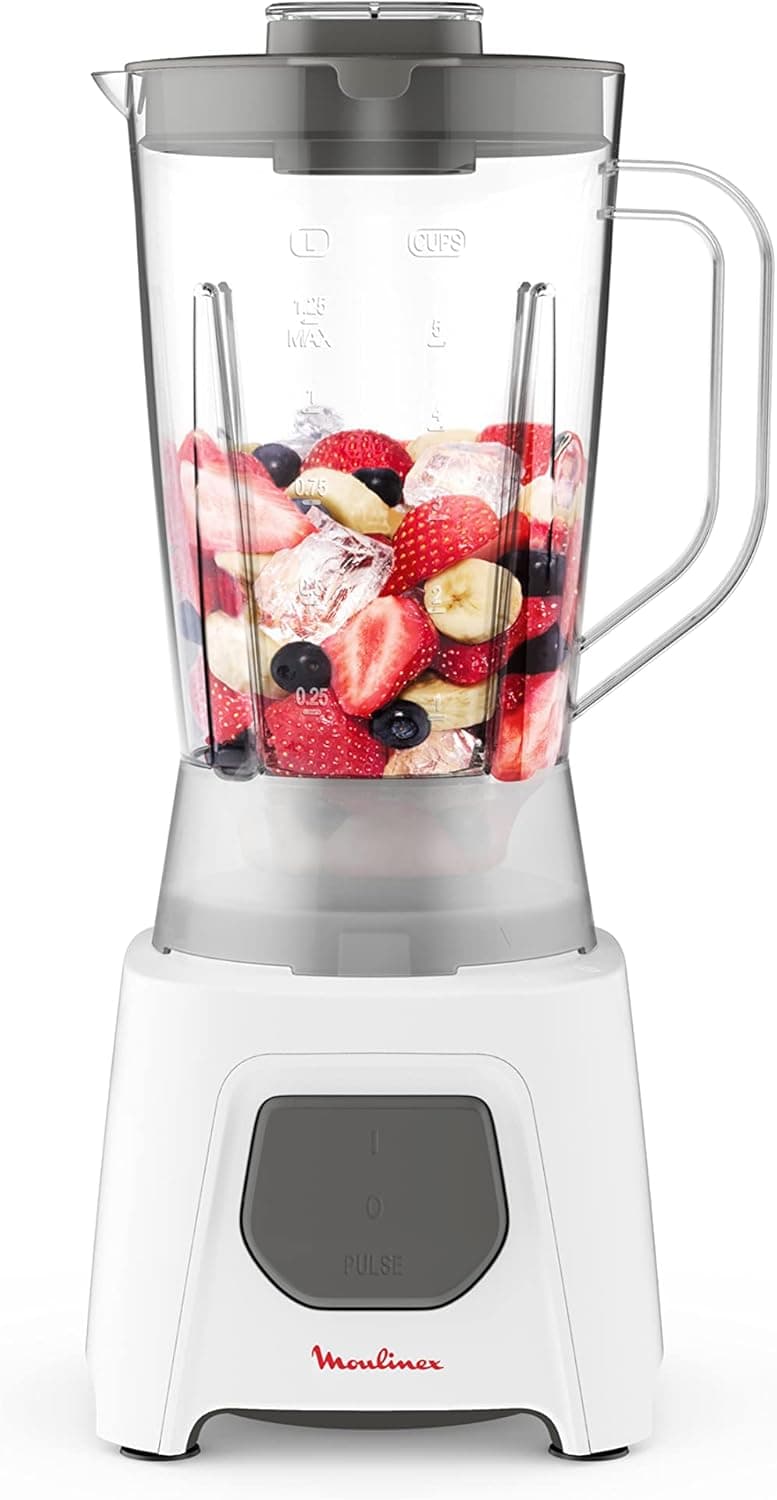 Moulinex Blender With Grinder, 450 Watt, 1.5 Liter, White - LM2B3126