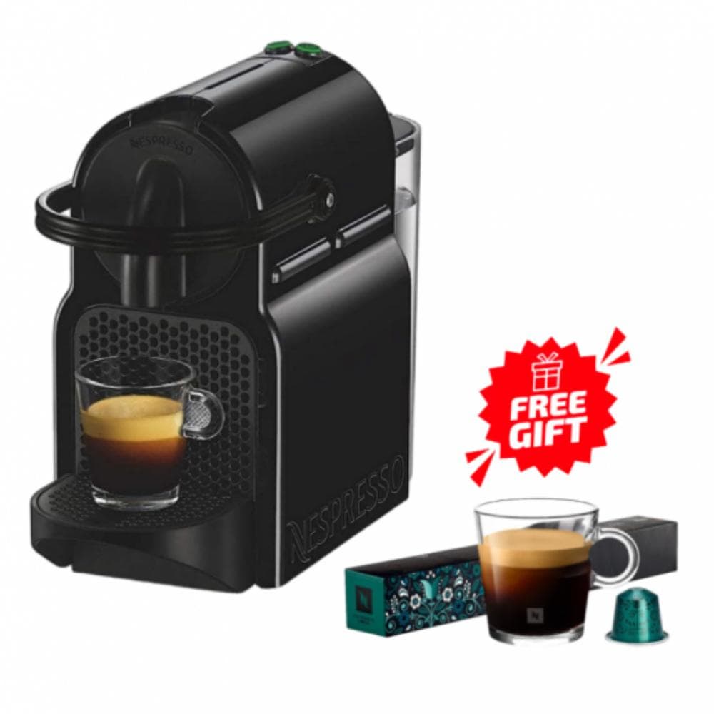 Nespresso inissia Coffee Machine 0.7Liter, 19 Bar, 1260 Watt, D40-EU-BK-NE Black + 30 Coffee Capsules Gift