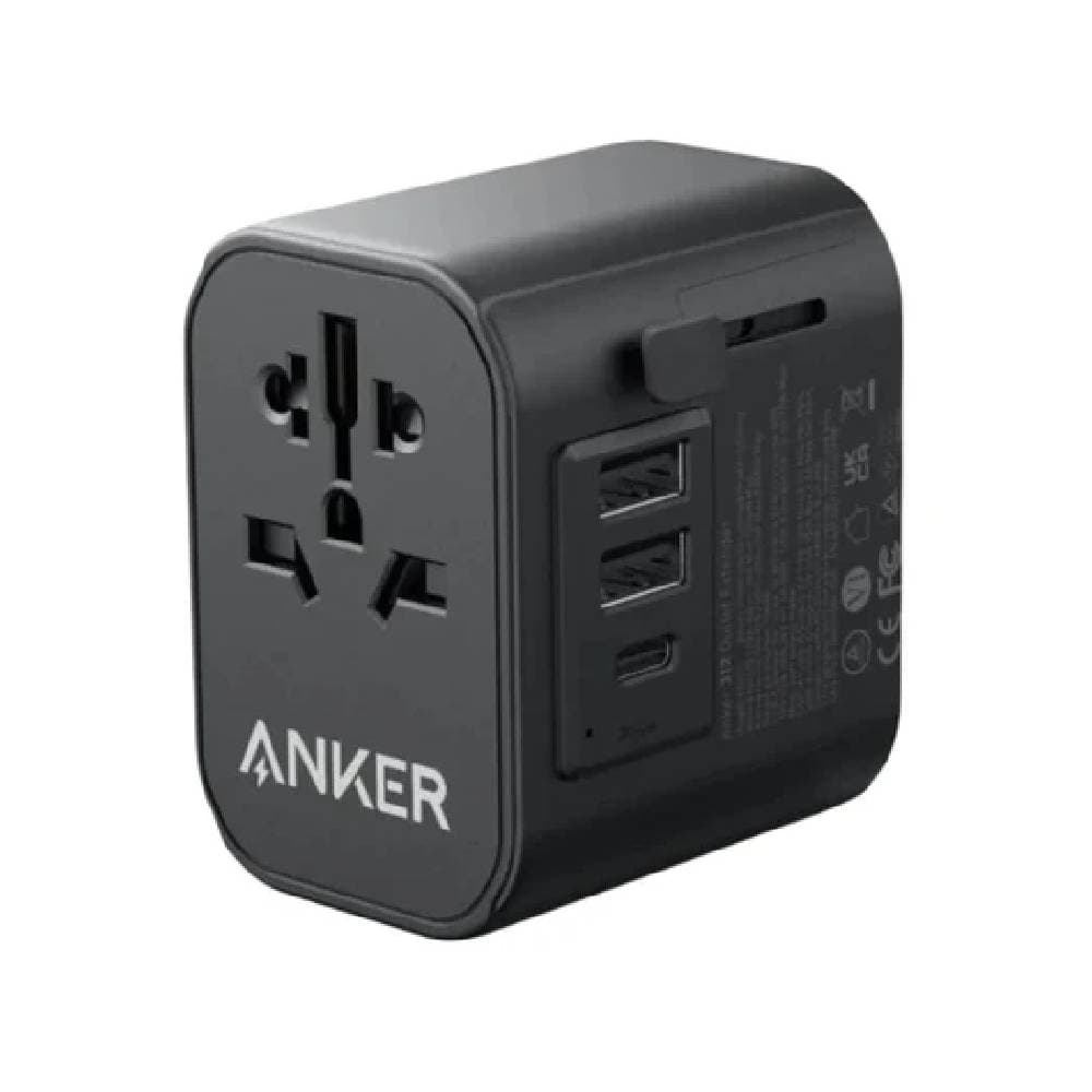 Anker PowerExtend Wall Charger, USB-C + 2 USB-A, AC Outlet, 30 Watt, 4 Ports - Black