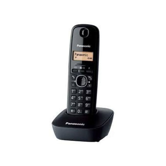 Panasonic KX-TG1611 DECT Cordless Phone with Amber Backlit LCD and 50-Name Phonebook, Black