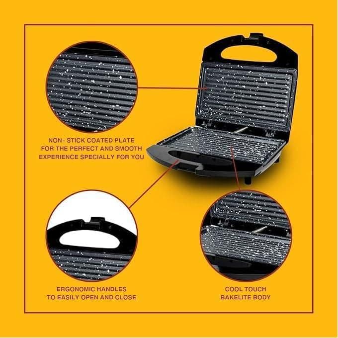 HMA Granite Non-Stick Sandwich Maker, 750W, Black