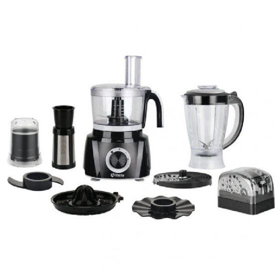 محضرة طعام متعددة الوظائف هيرفي، 1000 واط، 30 وظيفة، إبريق سعة 1.5 لتر، مفرمة سعة 1 لتر - أسود