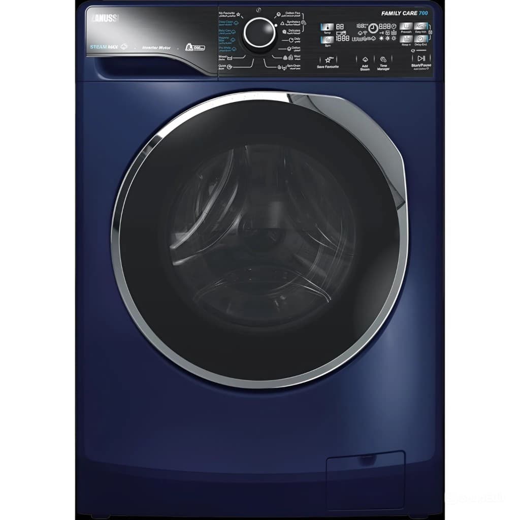 غسالة ملابس فل أتوماتيك زانوسي ستيم ماكس، 8 كيلو جرام، انفرتر، ZWF8221ML7 - ازرق