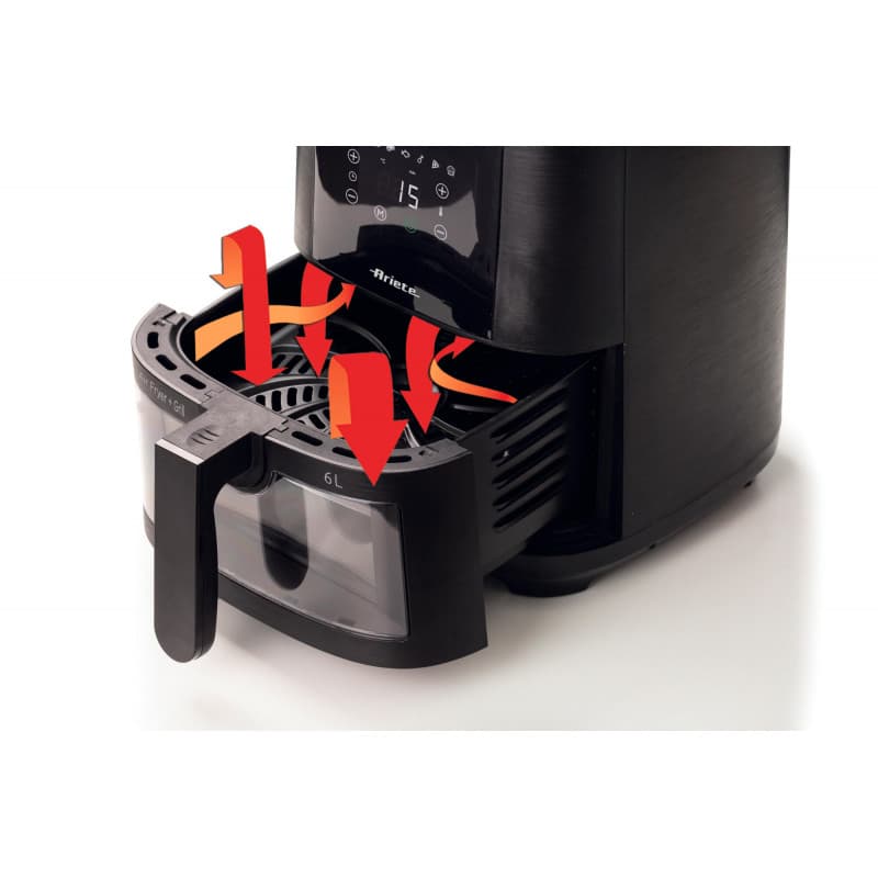 Ariete Digital Fryer, 1300 Watt, 6 Liter, Transparent Drawer, 4626 - Black