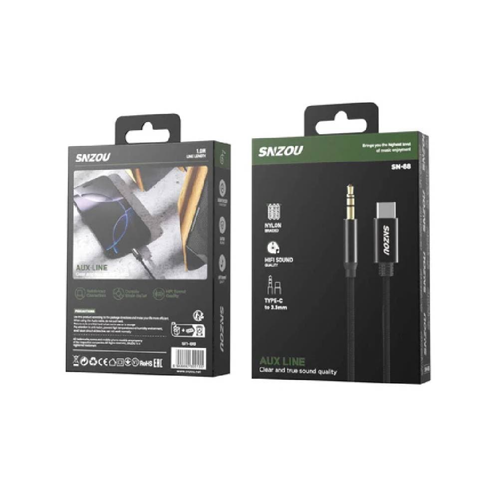 كابل سنزو SN-88 Hifi ساوندلاين من النوع C إلى 3.5 ملم AUX بطول 1 متر - أسود