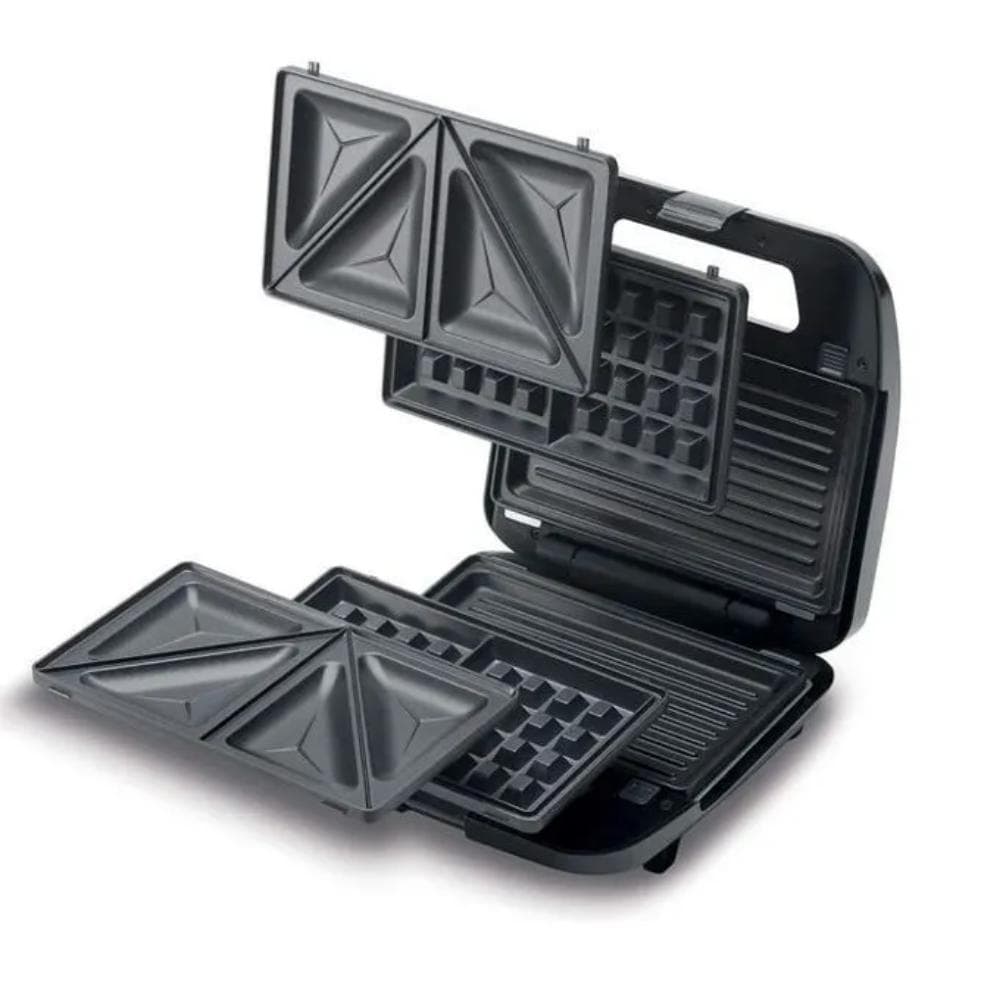 Kenwood 3 in 1 Sandwich Maker, 750 Watt, Black Silver -SMM02