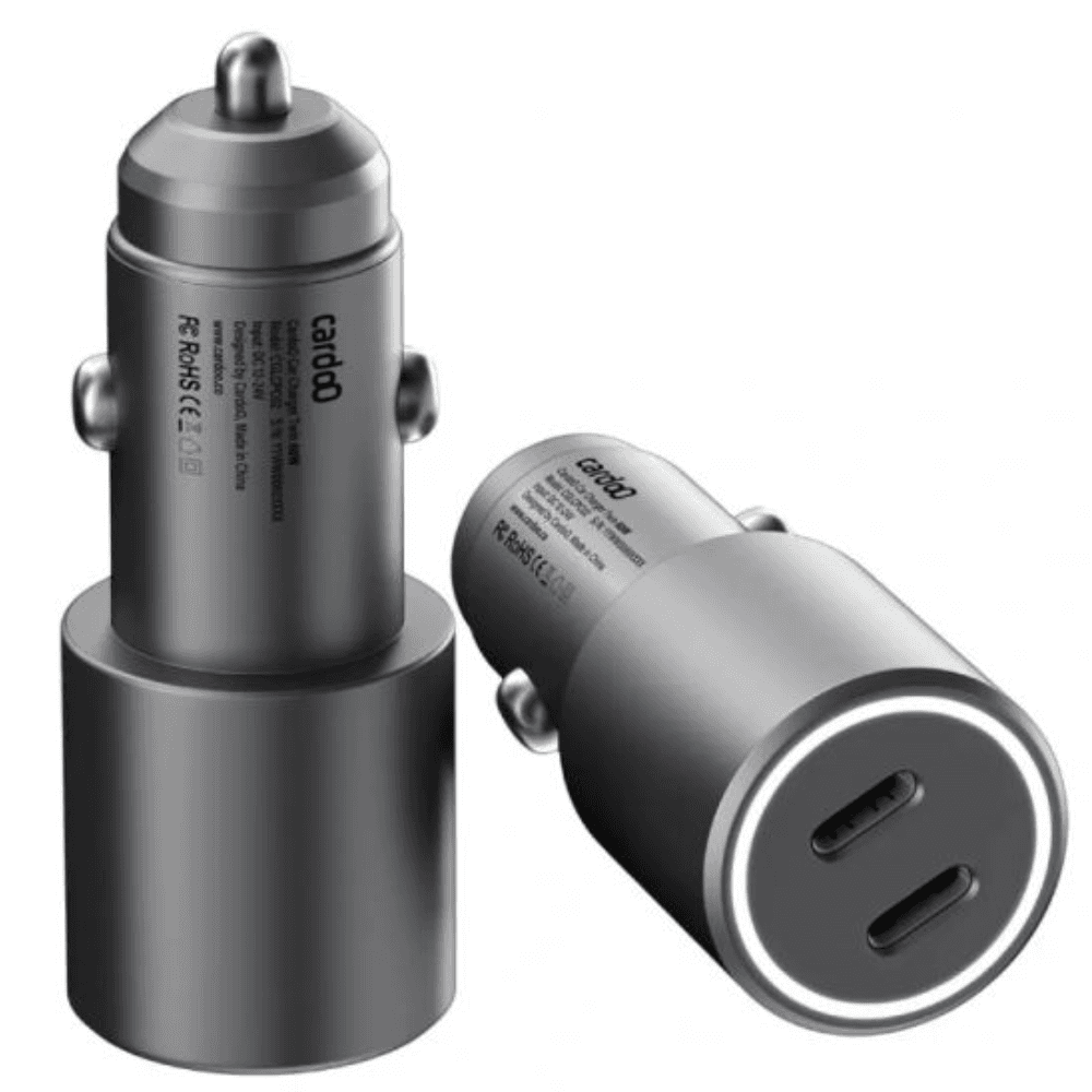 CardoO Dual USB-C Ports Car Charger, 60 Watt, CGLCPC02S - Silver