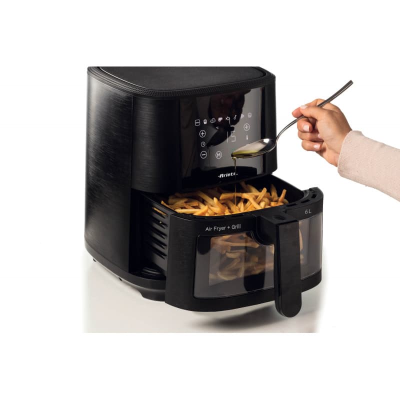 Ariete Digital Fryer, 1300 Watt, 6 Liter, Transparent Drawer, 4626 - Black