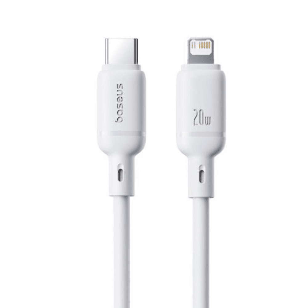 Baseus Silky Series Cable, Type-C To Lightning, 20Watt, 2M - White 