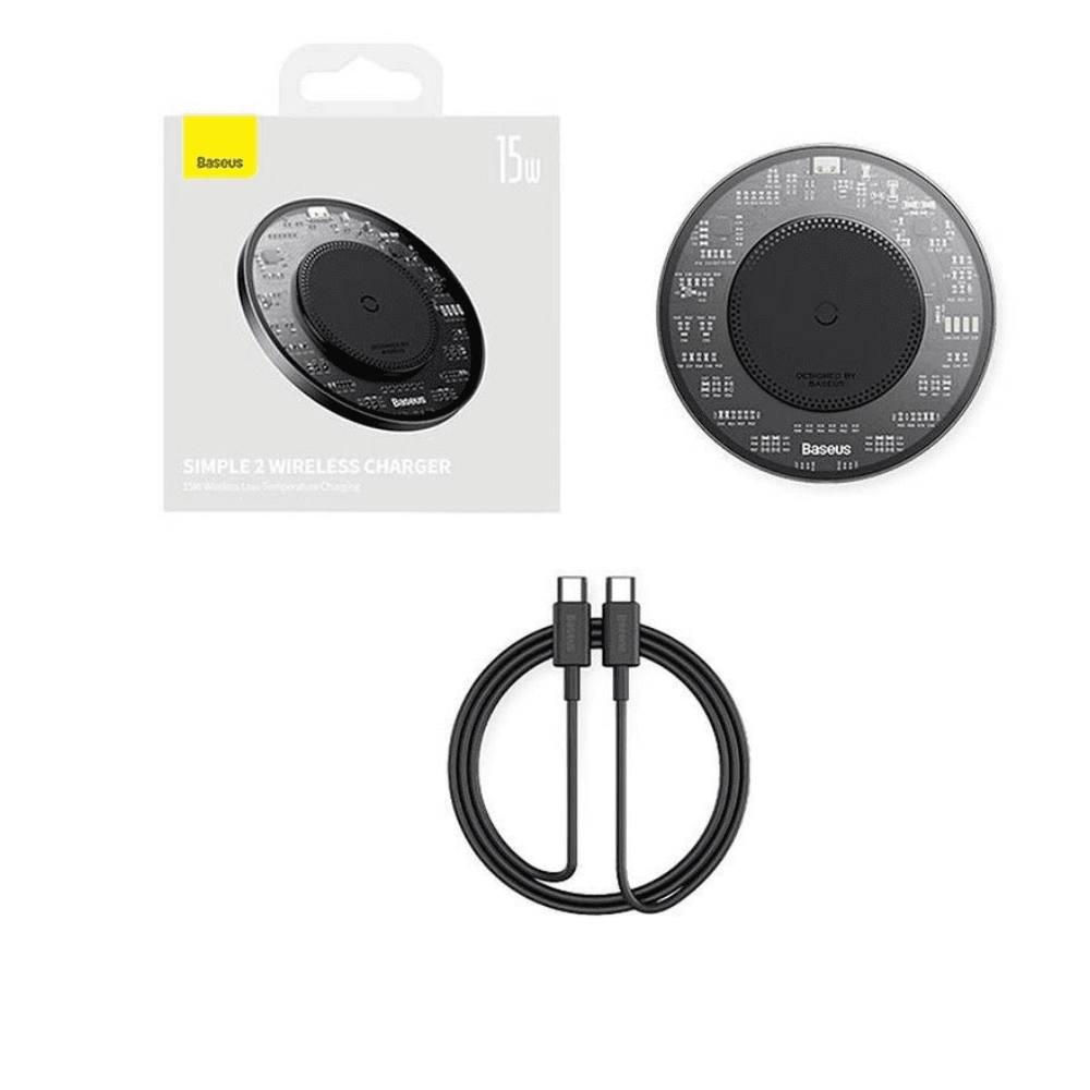 Baseus Simple 2 Fast Charge Wireless Charger, 15W, CCJJ050001 - Black