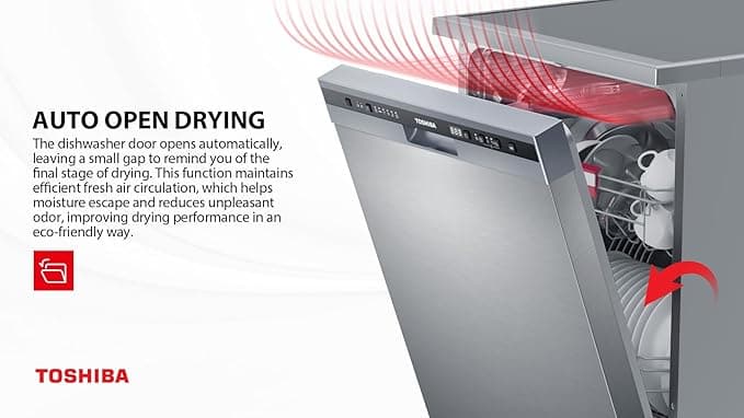 Toshiba Dishwasher, 13 Place Settings, 6 Programs, Freestanding - Silver, DW-13F8AF(SS)-EG