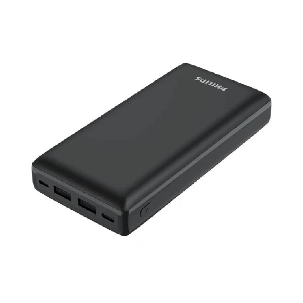 فيليبس DLP7721C، بنك طاقة 20 واط، منفذان USB-A، منفذ Type-C واحد، سعة 20000 مللي أمبير - أسود