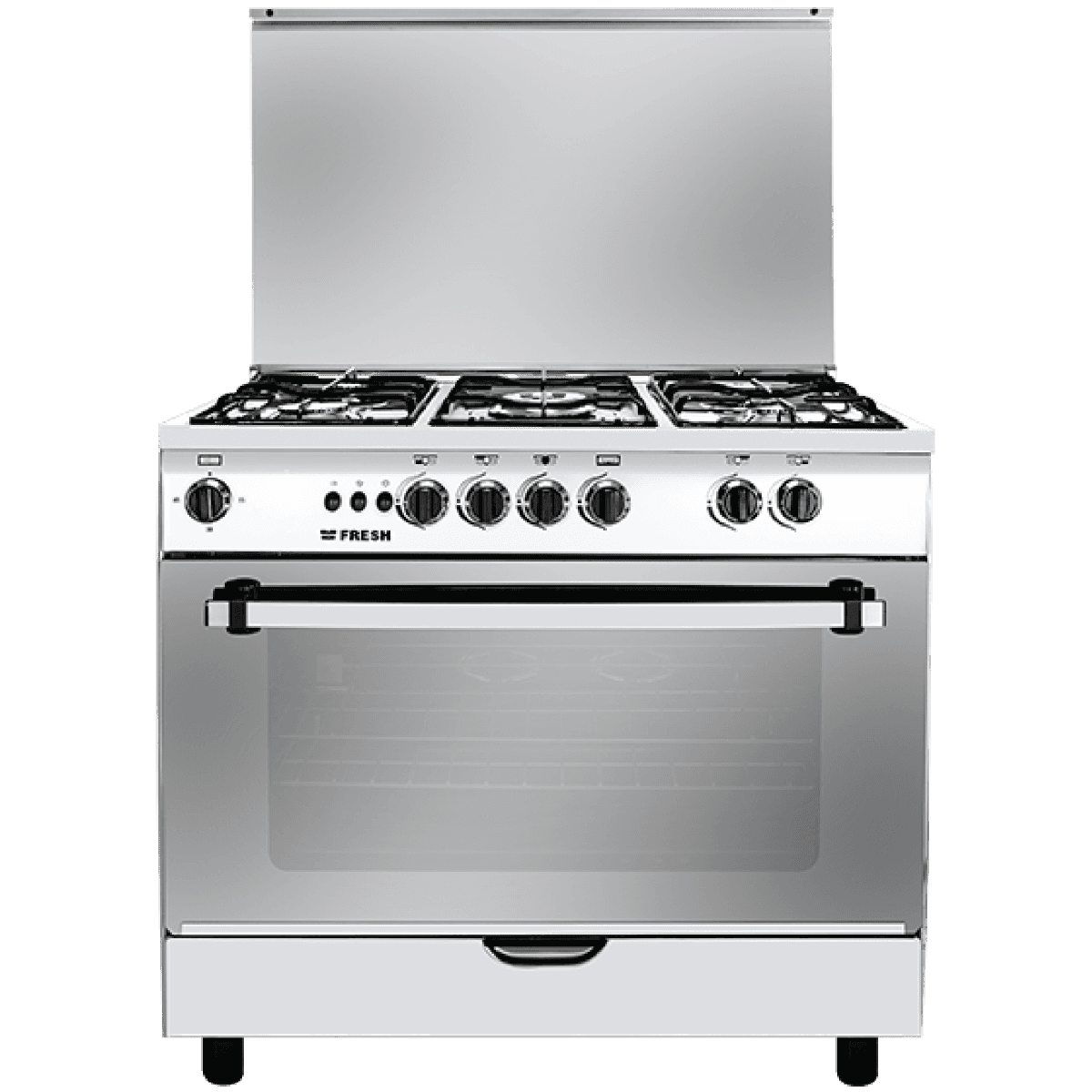 product-Fresh | Jumbo Stainless Gas Cooker, 5 Burners, 60X90 Cm - Silver