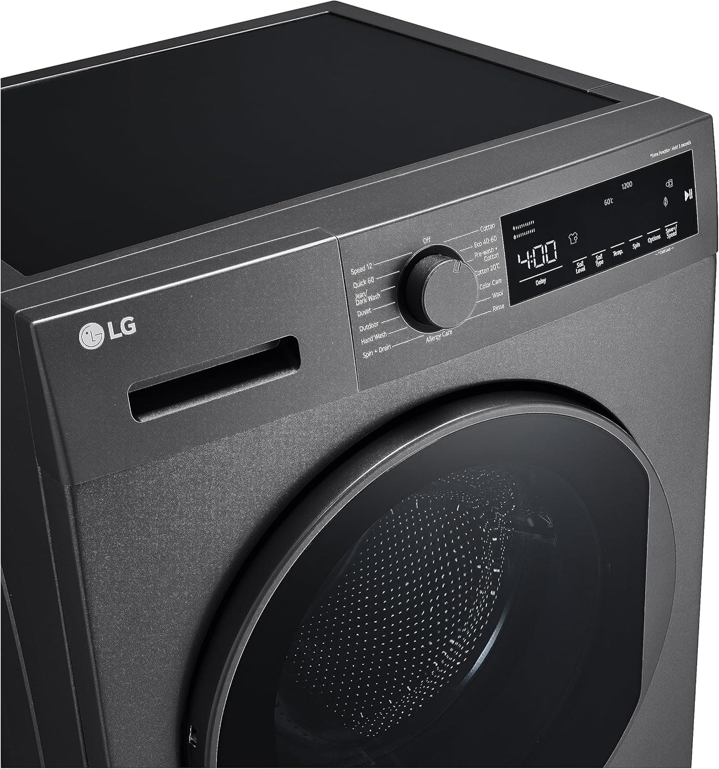LG F2T2TYM1S.ADSPEEC Washing Machine, Front Load, 12 Speeds, 1200 RPM, 8 kg Capacity- Black
