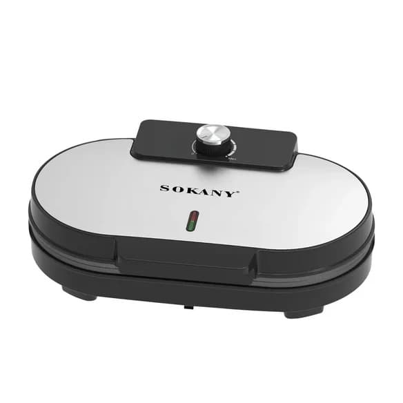 Sokany 1400W Waffle Maker with 2 Slots in Silver and Black