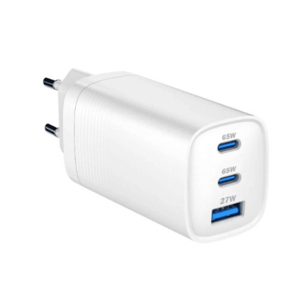 Smart Gate Wall Charger, 65W, 3 Port 2USB-C USB-A PD - White