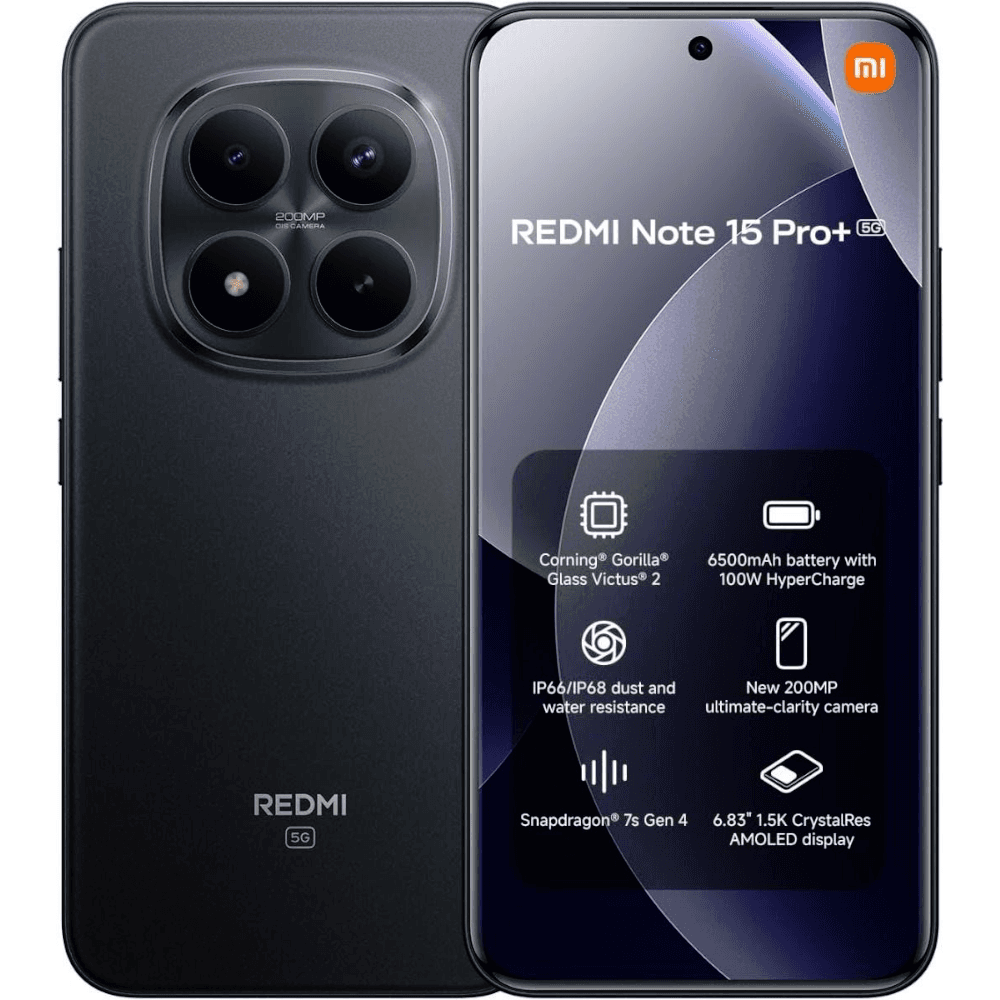 Xiaomi Redmi Note 15 Pro Plus Dual SIM, 512GB, 12GB RAM, 5G - Black