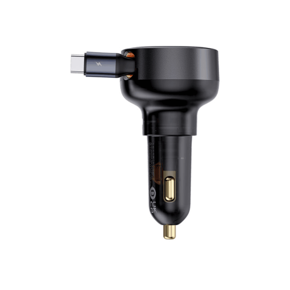 Baseus Enjoyment Pro Retractable USB-C Car Charger, 60Watt - Black