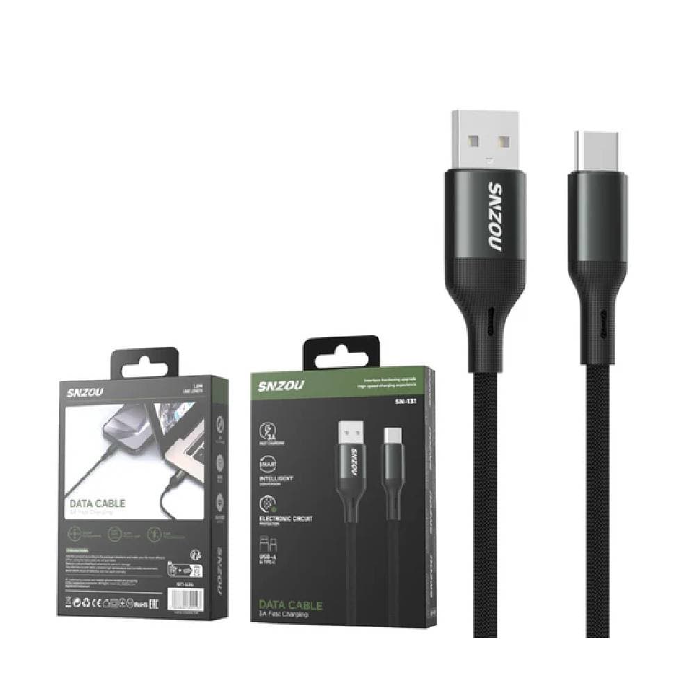 Snzou SN-131 SmartCharge 3A USB-A to Type-C 1m Cable - Black