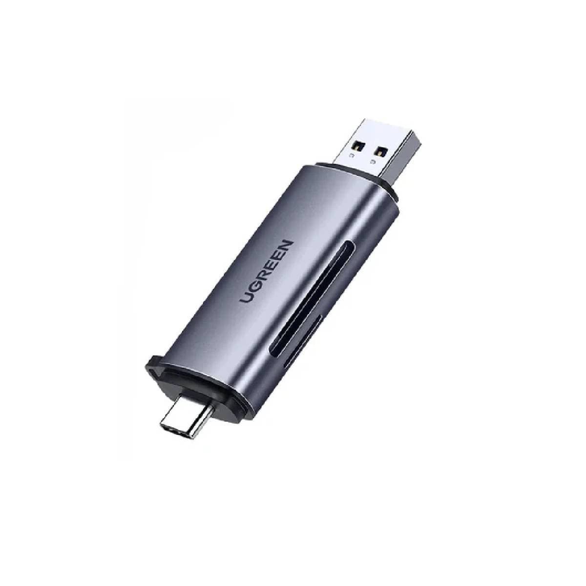 Ugreen Card Reader For SD / micro SD cards on USB-A 3.0 / USB-C 3.0 - Gray