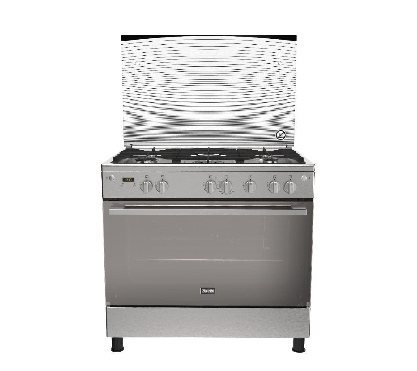 بوتجاز، غاز زانوسي، 90 سم، 5 شعلة، حوامل زهر، امان كامل، كول ماكس، ZCG94396XB - فضي