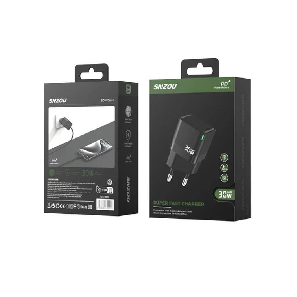 Snzou SN-381 SuperFast 30W PD GaN Charger - Black