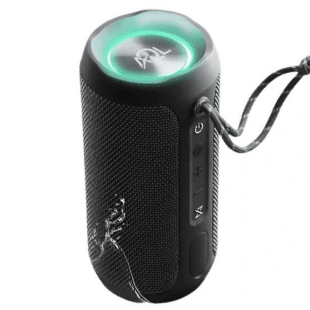 مكبر صوت لاسلكي سيلولارلاين Glow مقاوم للماء بإضاءة RGB وصوت غامر - أسود