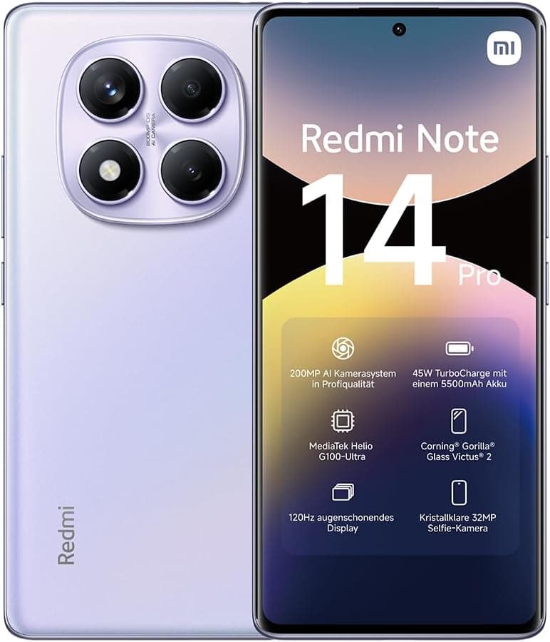 Xiaomi Redmi Note 14 Pro Dual SIM, 512GB, 12GB RAM, 4G LTE - Aurora Purple