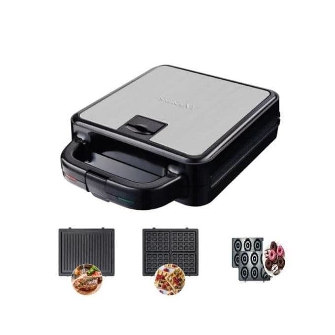 Sokany 3-in-1 Sandwich Maker, 1400W, Black/Silver, Model SK-08064N.