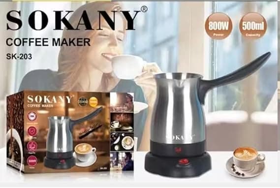 Sokany SK-203 Stainless Steel Electric Coffee Kettle, 800W