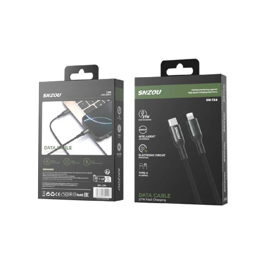 Snzou SN-134 PowerSync 27W Type-C to Lightning 1m Cable - Black