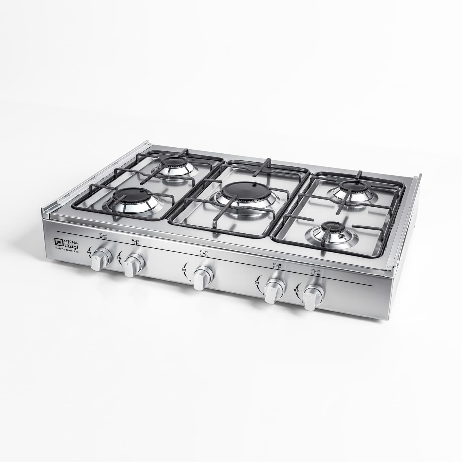 Otcha stainless steel gas hob, 5 burners, 60×80 cm - Silver