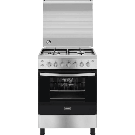 زانوسي بوتاجاز كول كاست، 4 شعلة، ستانلس، 2 مروحة، حوامل زهر، امان، ZCG61296XB - اسود