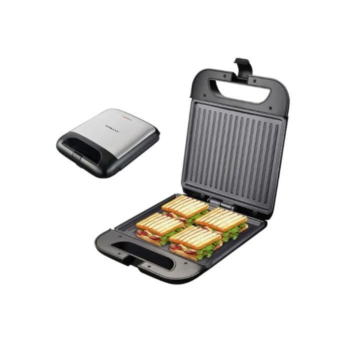 Sokany SK-08053 1200W Non-Stick Sandwich Maker and Grill, Black/Silver