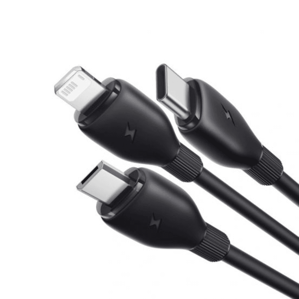 Baseus Ultra-Fast 3in1 Fast Charging Cable USB-A to M+L+C, 3.5A, 0.8m - Black