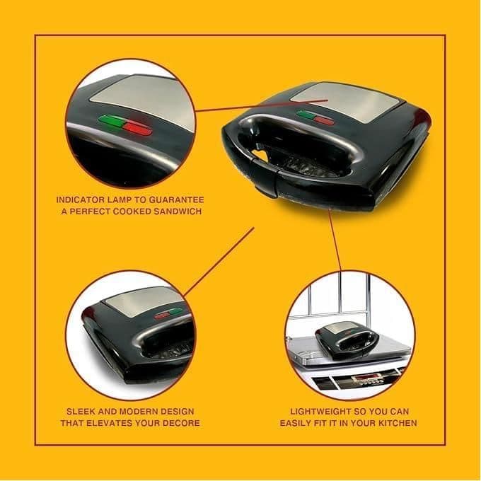 HMA Granite Non-Stick Sandwich Maker, 750W, Black