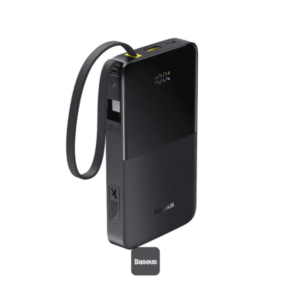 Baseus EnerFill Bipow2 Pro Power Bank 10000mAh, 22.5W Fast Charging, Built-in Cable, FC51 - Black