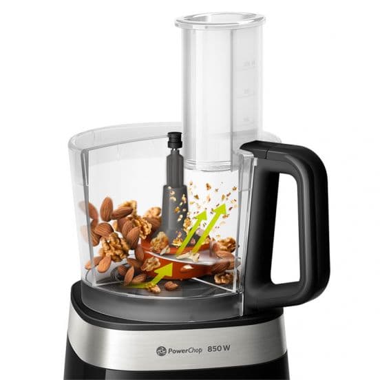 Philips | Food Processor, 850 Watt, 2 Speeds, Turbo, 1.8 Liter - Black Silver, HR7530/10