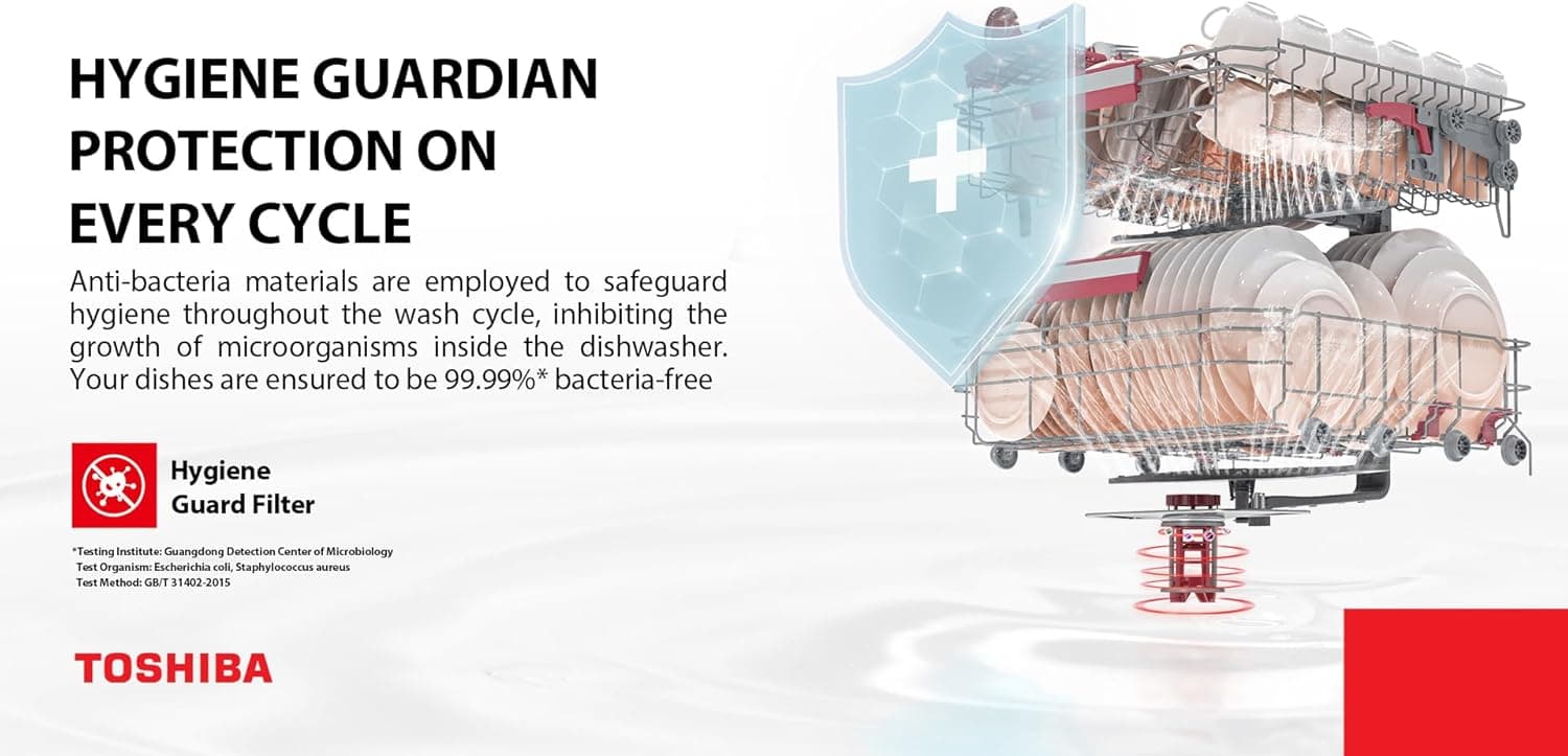 Toshiba Dishwasher, 13 Place Settings, 6 Programs, Freestanding - Silver, DW-13F8AF(SS)-EG