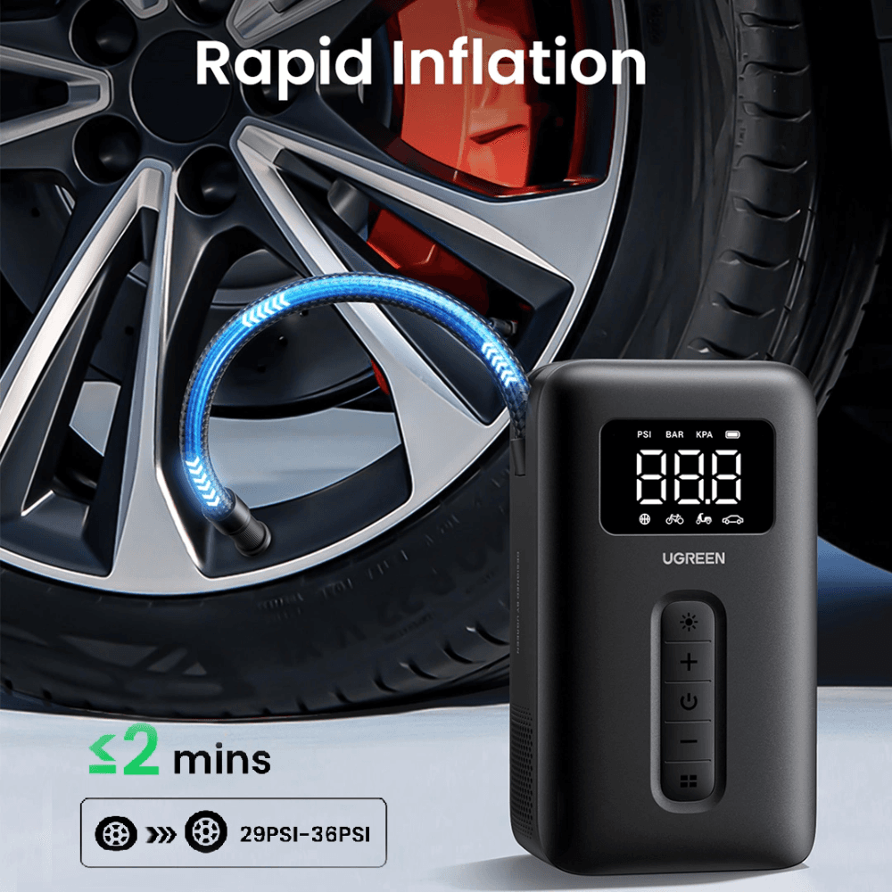 Ugreen CD259 Air Compressor with Battery and LED Lighting - Black