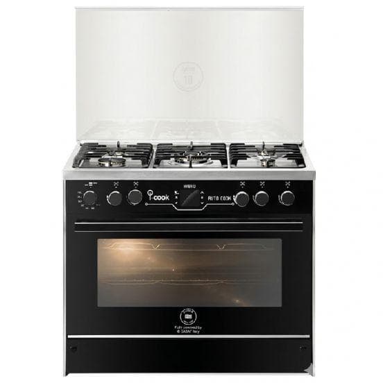 يونيون اير أوتو كوك بوتجاز غاز، 90 سم، 5 شعلات، C69SS-GC-511-ICPSF-IS-1CH-2W-A - أسود