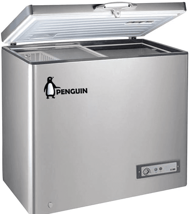 Penguin Chest Freezer, Defrost, Stainless interior, 250 litre - Silver, ES290-L