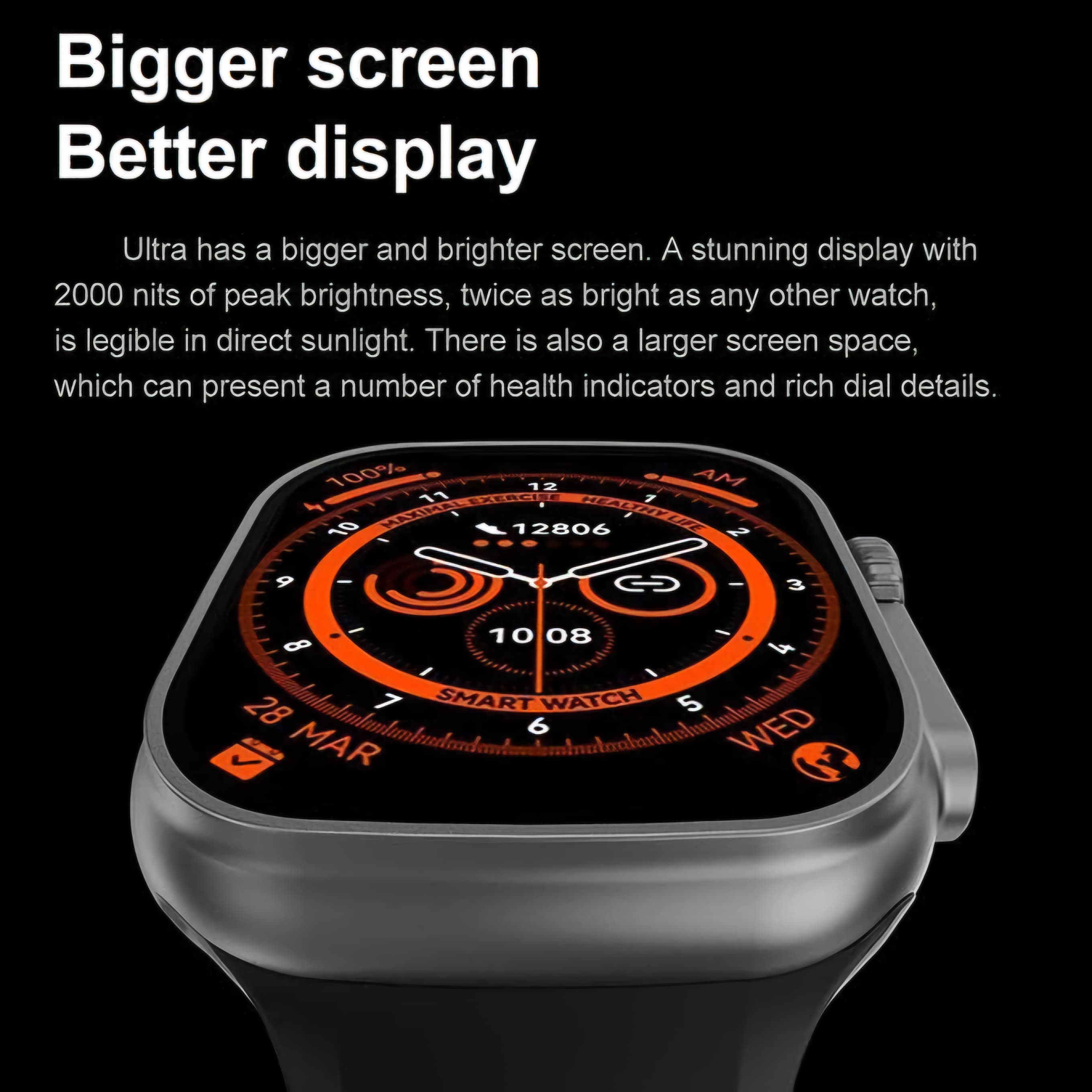 T900 Ultra Smart Watch, 2.09 Inch - Grey