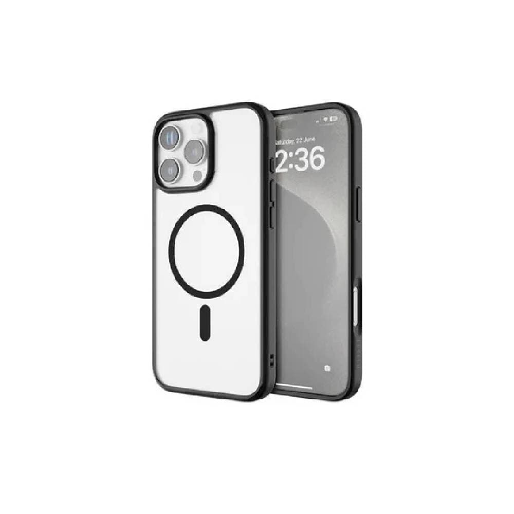 Levelo Magnet Solo Case For iPhone 16 Pro Max, Clearview Technology - Black Clear
